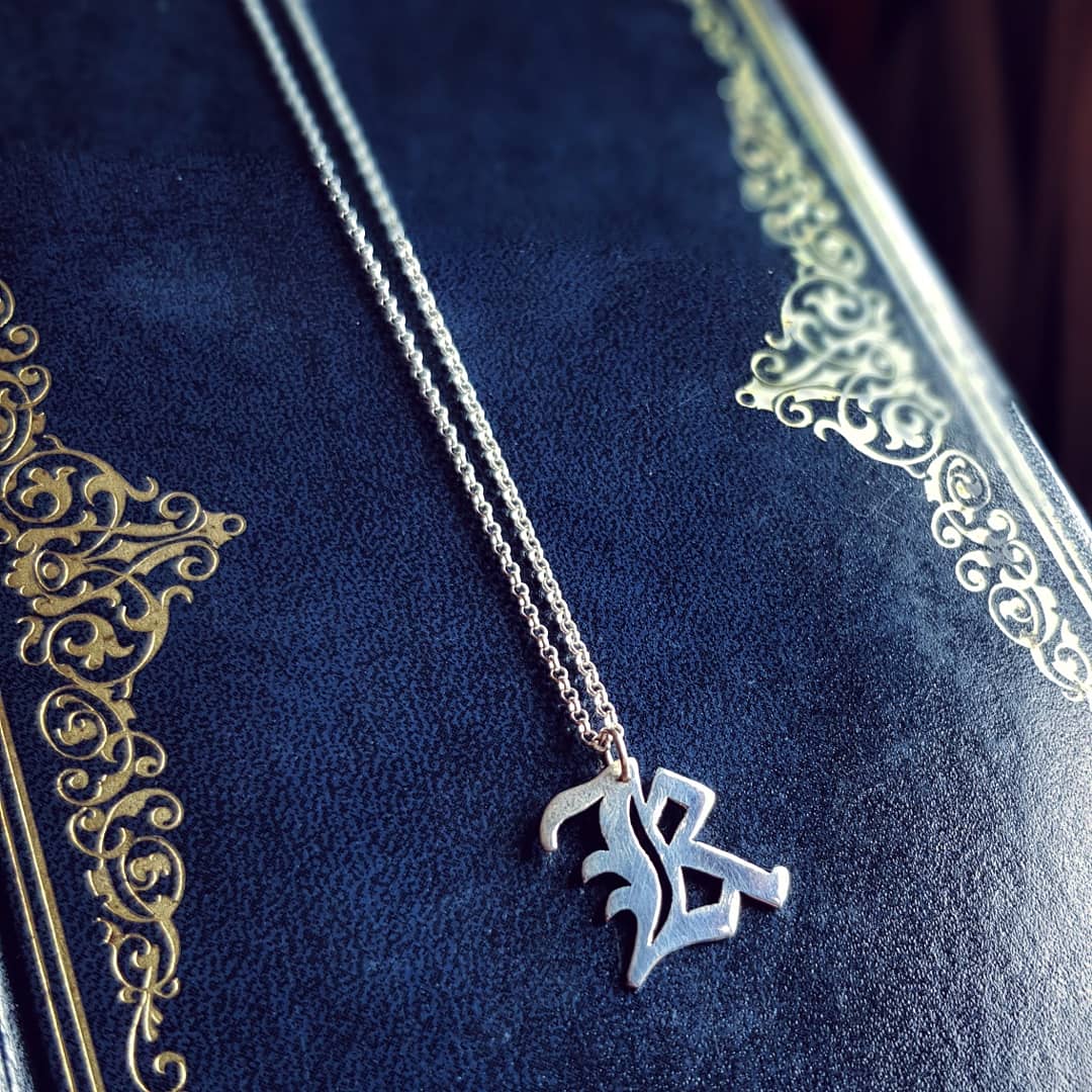 Old English initial necklace