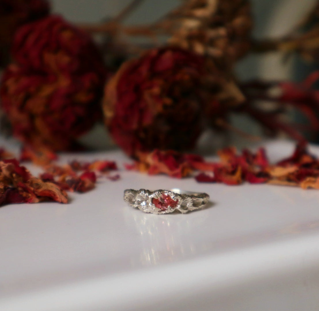 Dryad Ring - Pink Tourmaline & Sterling Silver