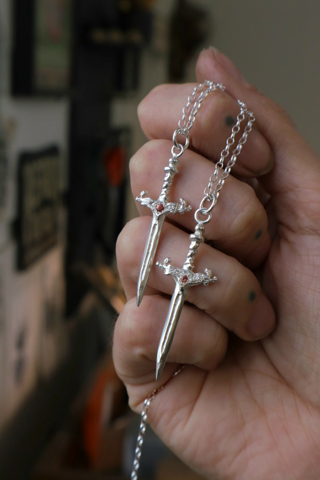 Gemstone Sword Pendants