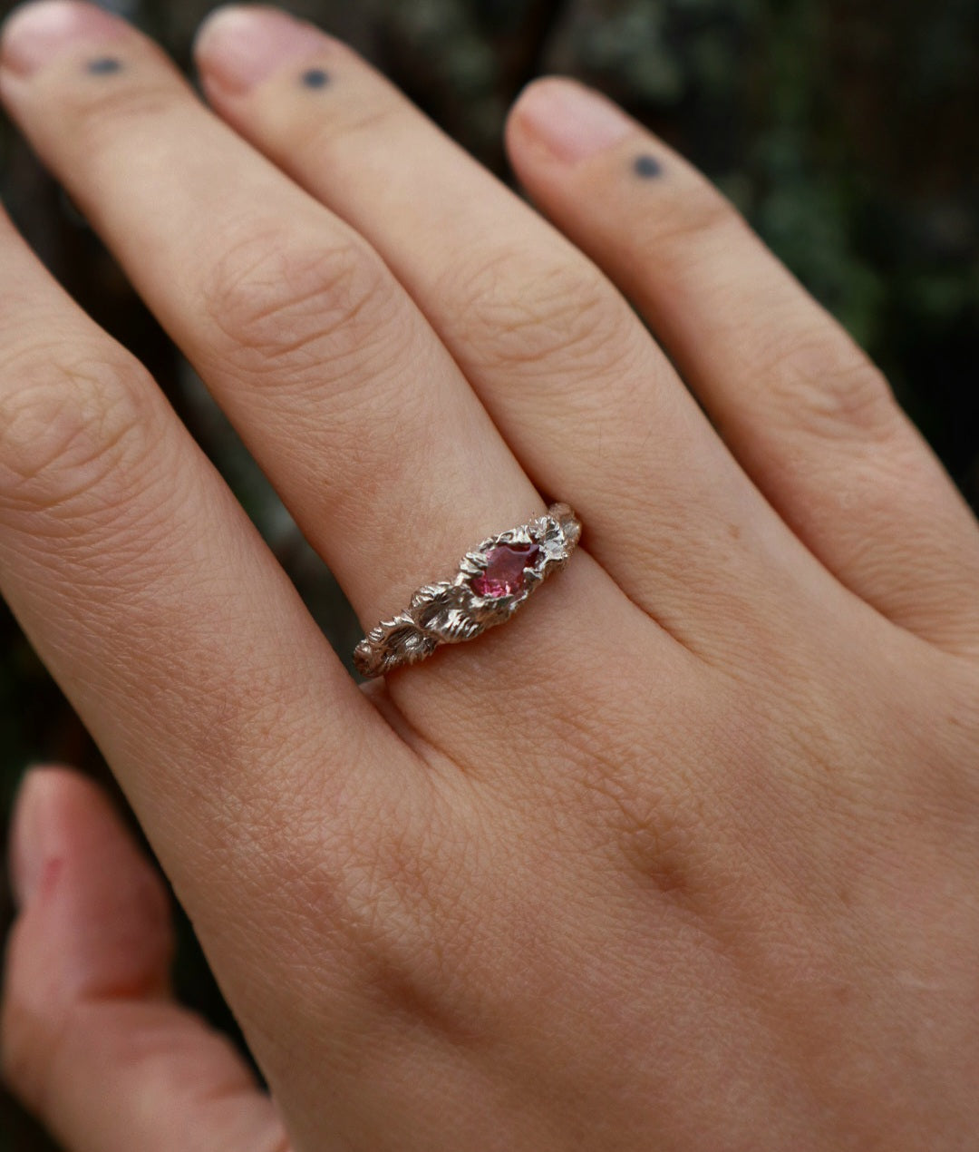 Dryad Ring - Pink Tourmaline & Sterling Silver