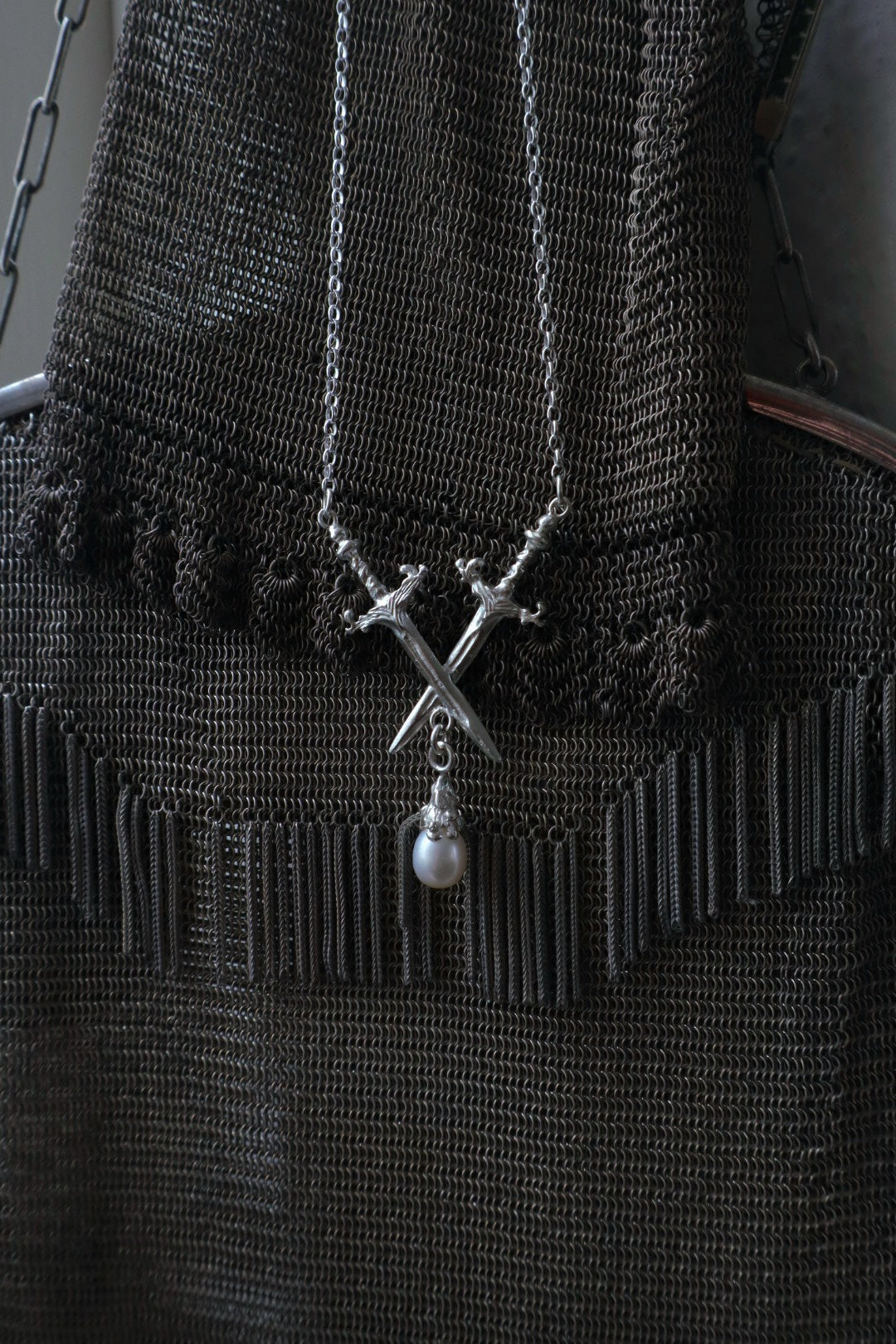 Pearl Crossed Swords Pendant