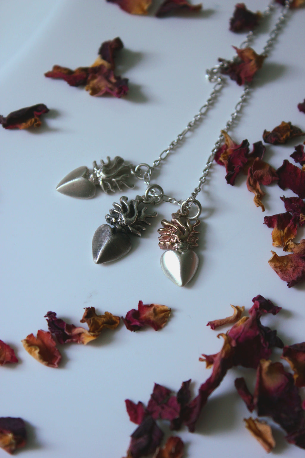 Flaming Heart Pendant with 9ct Gold Flames