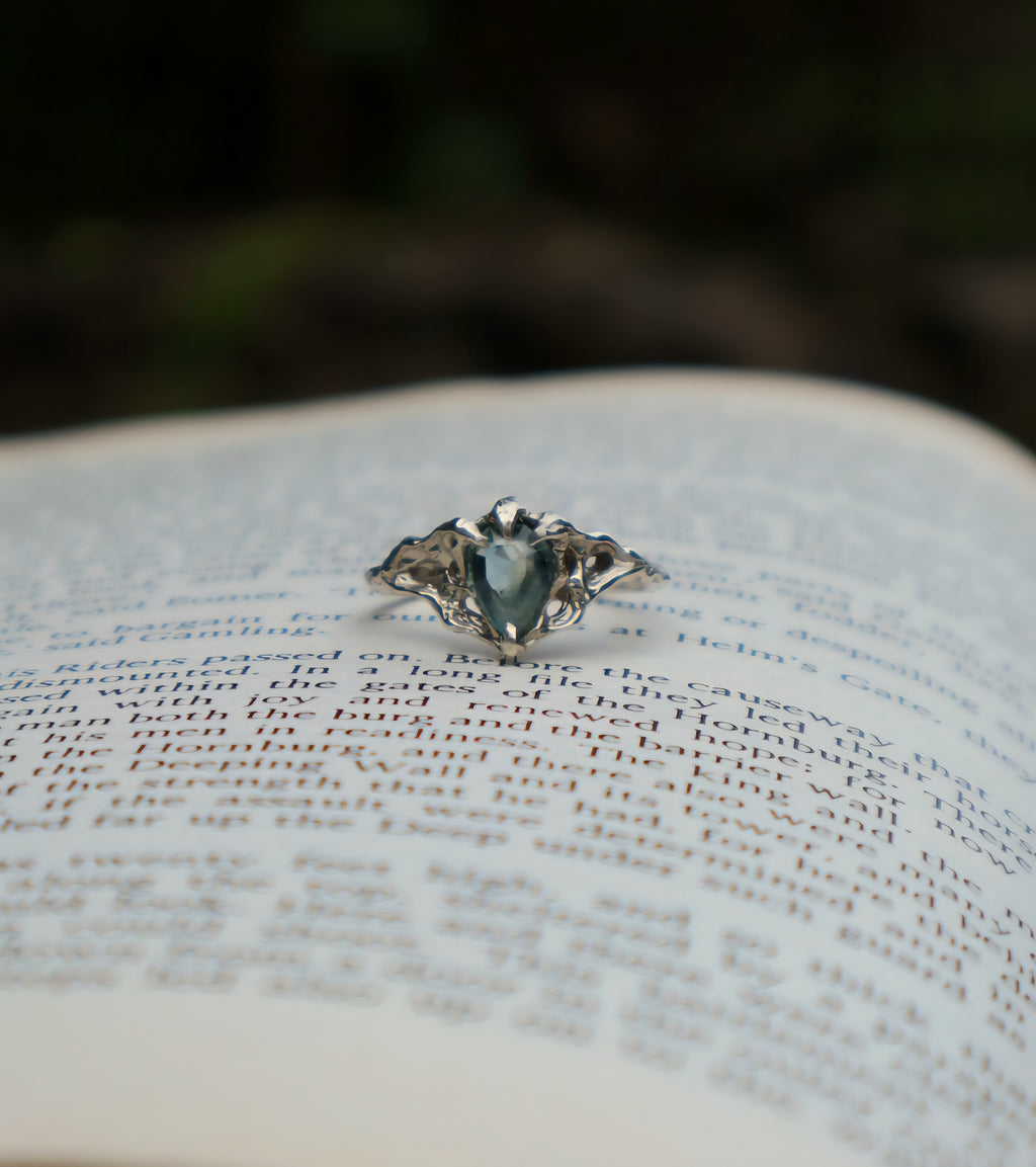 Nocturna Ring - 9ct White Gold & Rosecut Sapphire