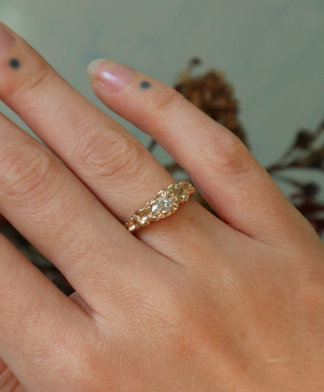 Dryad Ring - 9ct Yellow Gold & Moissanite - Ready to Ship