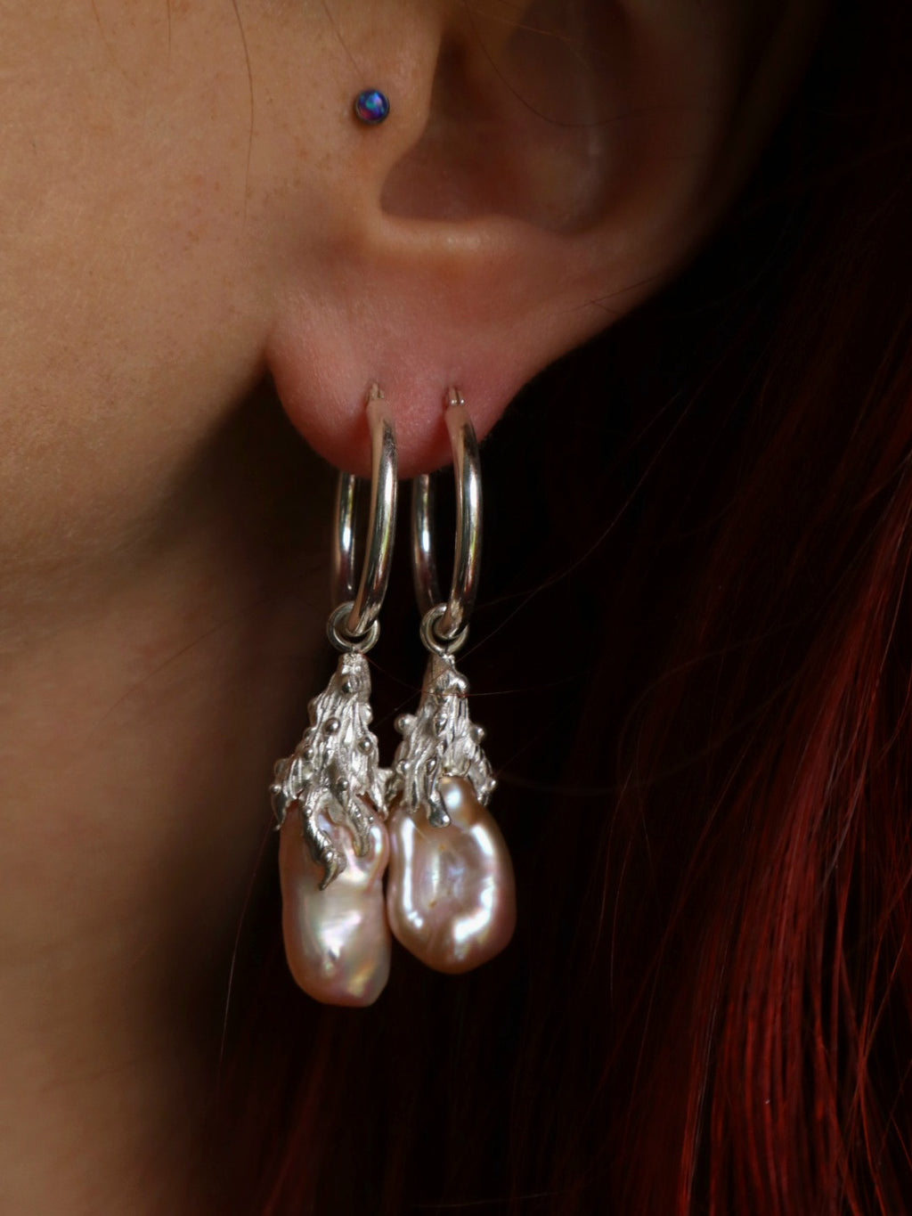 Baroque Pearl Hoops