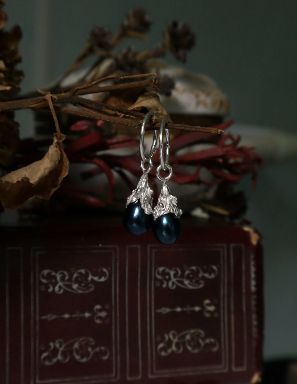 Midnight Pearl Mini Hoops