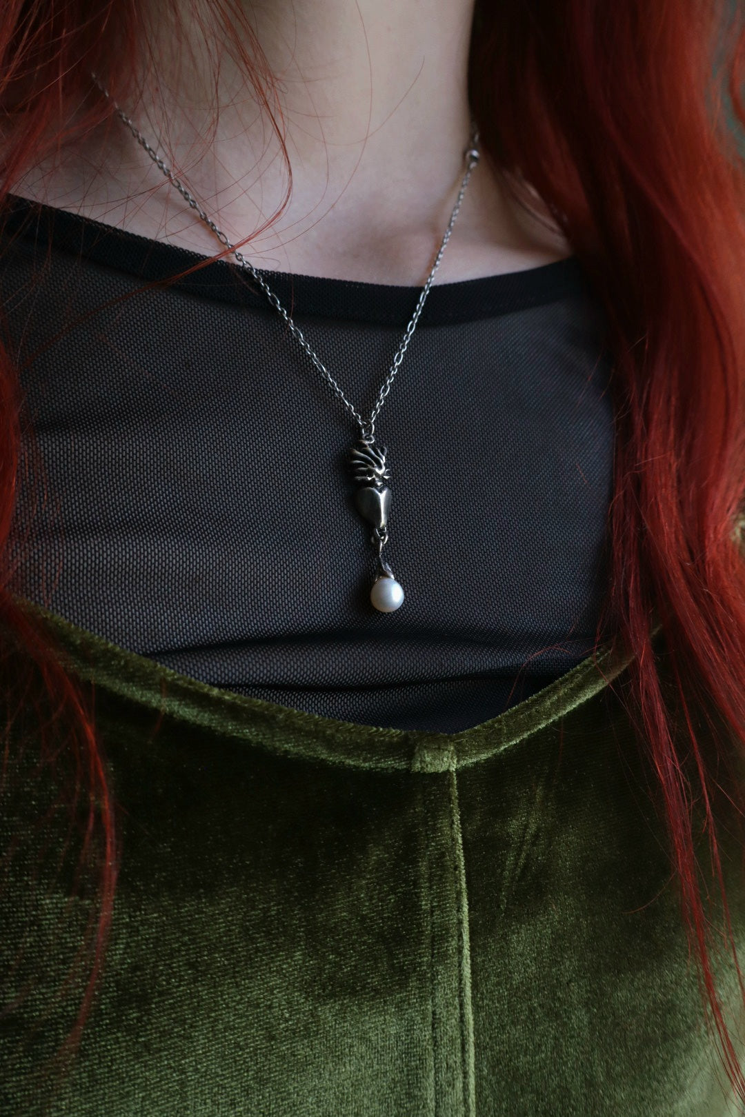 Flaming Heart Petite Pearl Pendant