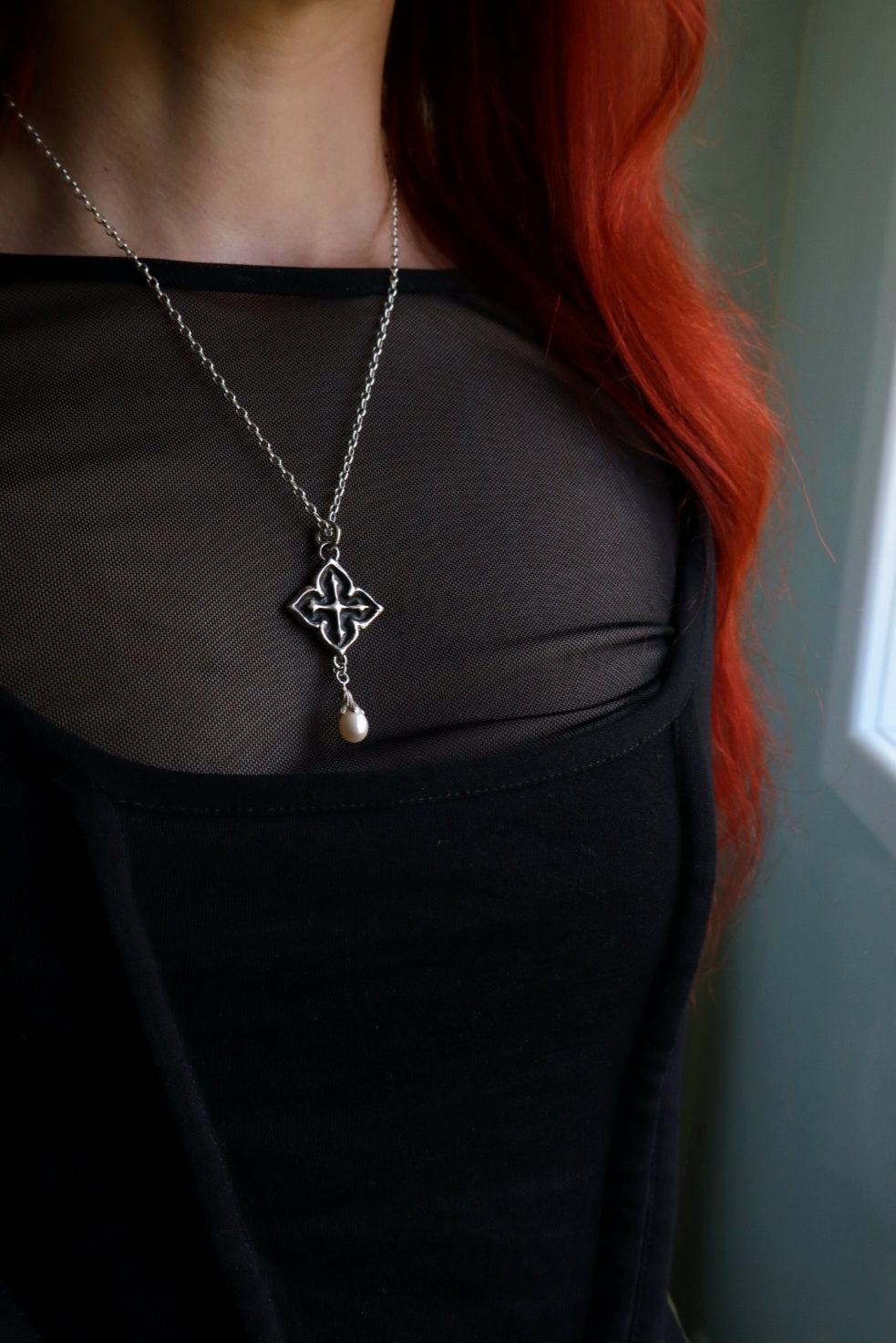 Quatrefoil Pearl Pendant