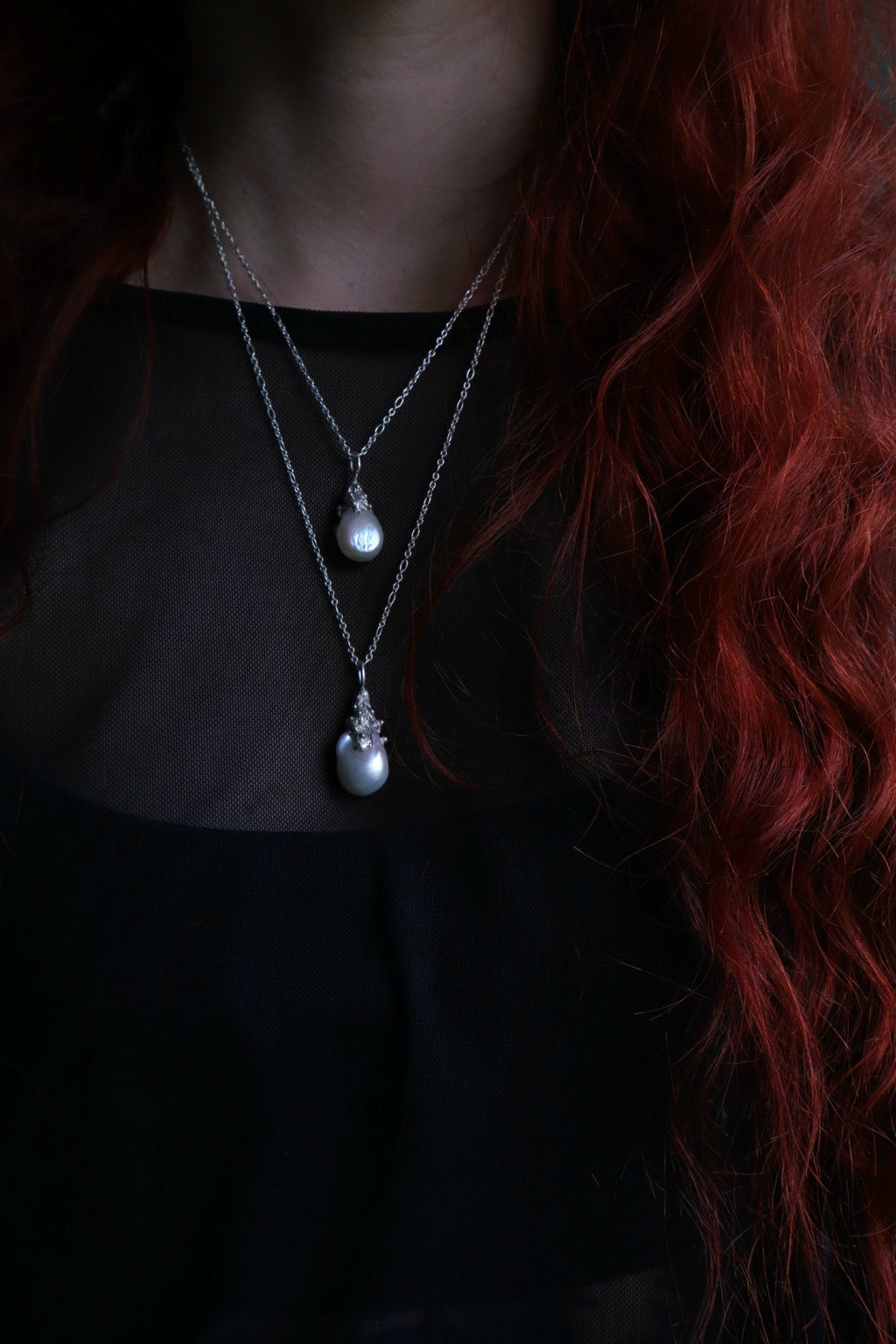 Double Chain Baroque Pearl Pendant