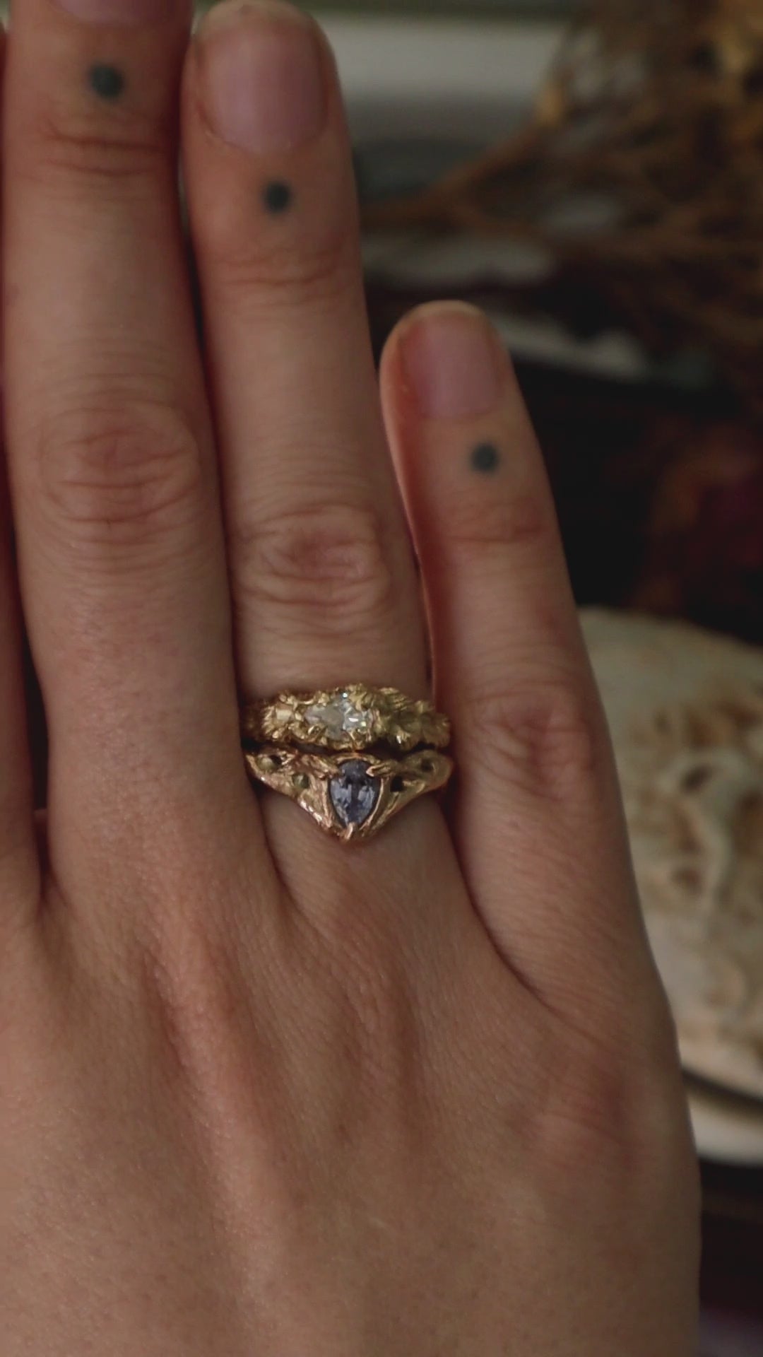 Dryad Ring - 9ct Yellow Gold & Moissanite - Ready to Ship